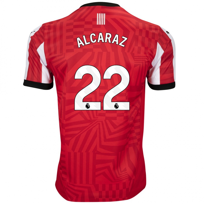 Enfant Maillot Carlos Alcaraz #22 Rouge Blanc Tenues Domicile 2024/25 T-Shirt Suisse