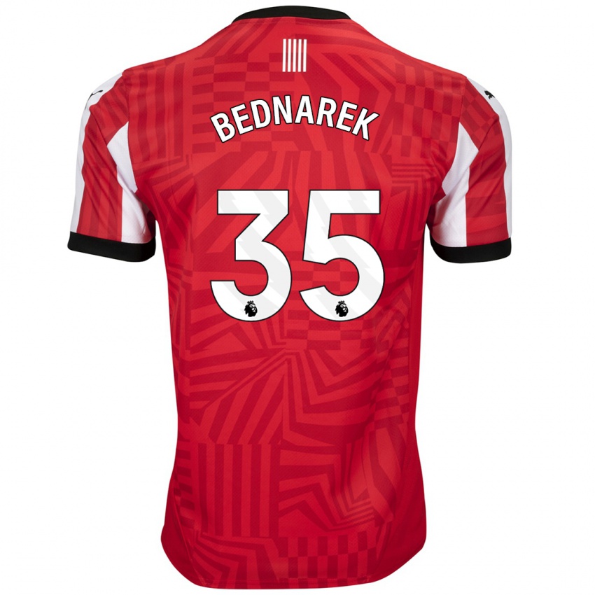 Enfant Maillot Jan Bednarek #35 Rouge Blanc Tenues Domicile 2024/25 T-Shirt Suisse