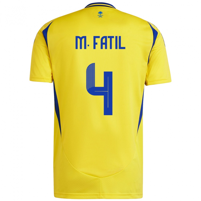 Enfant Maillot Mohammed Al-Fatil #4 Jaune Bleu Tenues Domicile 2024/25 T-Shirt Suisse