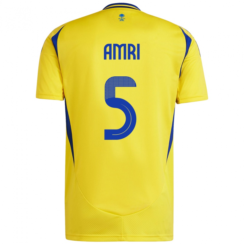 Enfant Maillot Abdulelah Al-Amri #5 Jaune Bleu Tenues Domicile 2024/25 T-Shirt Suisse