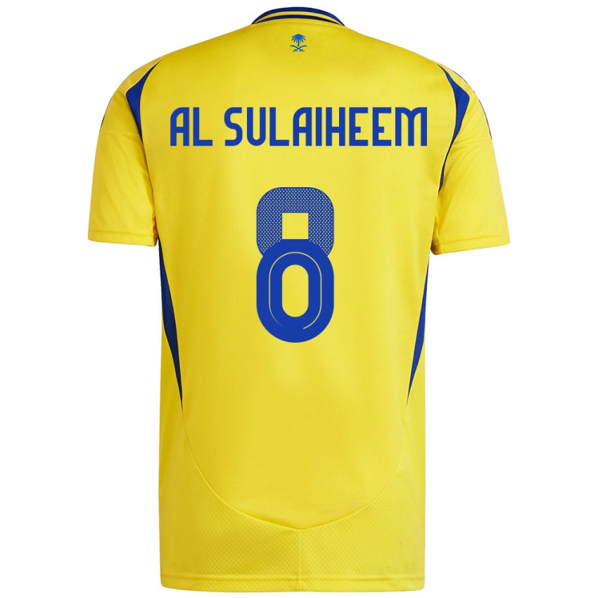 Enfant Maillot Abdulmajeed Al-Sulaiheem #8 Jaune Bleu Tenues Domicile 2024/25 T-Shirt Suisse