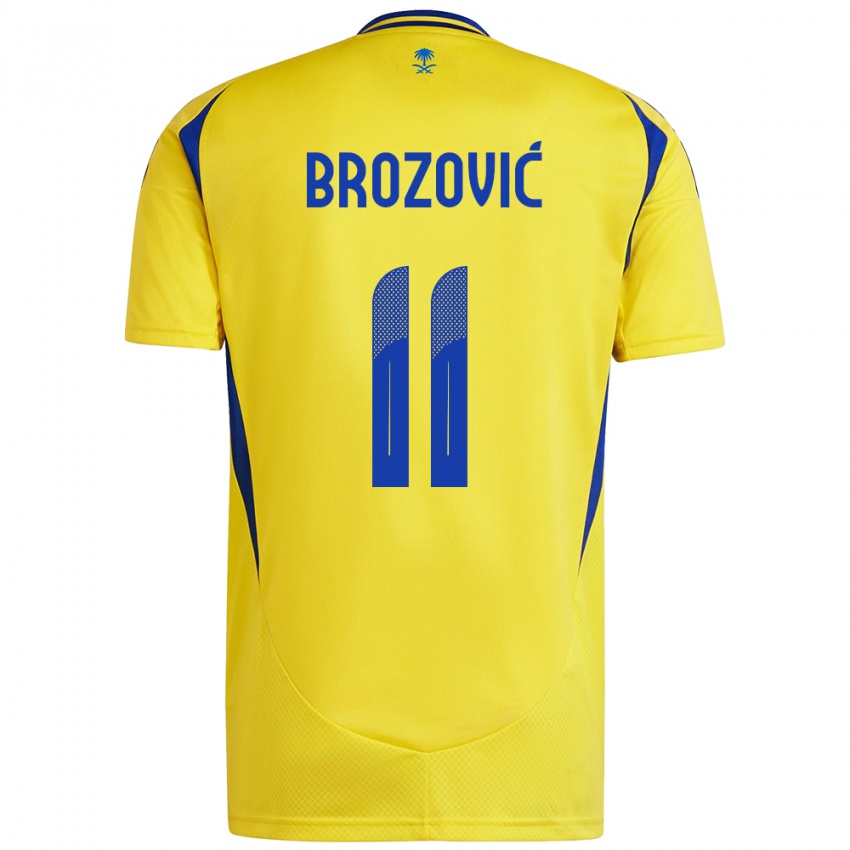 Enfant Maillot Marcelo Brozovic #11 Jaune Bleu Tenues Domicile 2024/25 T-Shirt Suisse