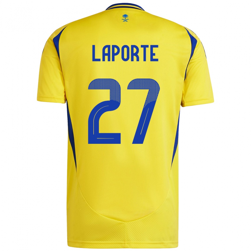 Enfant Maillot Aymeric Laporte #27 Jaune Bleu Tenues Domicile 2024/25 T-Shirt Suisse