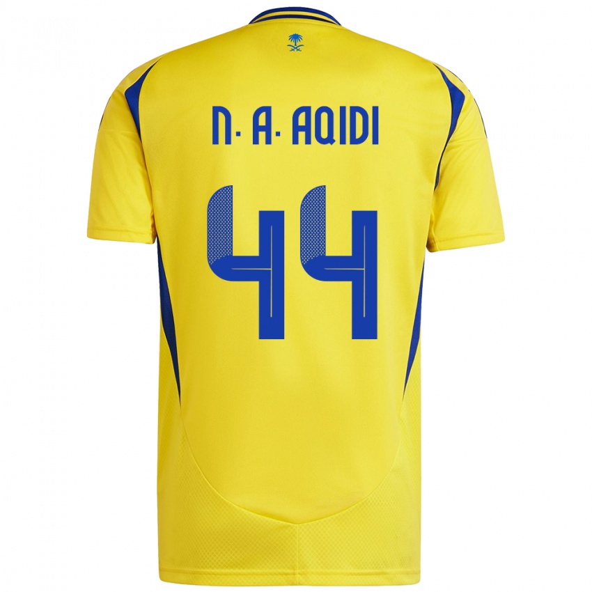 Enfant Maillot Nawaf Al-Aqidi #44 Jaune Bleu Tenues Domicile 2024/25 T-Shirt Suisse