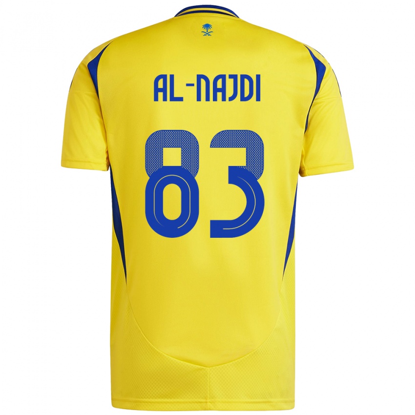 Enfant Maillot Salem Al-Najdi #83 Jaune Bleu Tenues Domicile 2024/25 T-Shirt Suisse