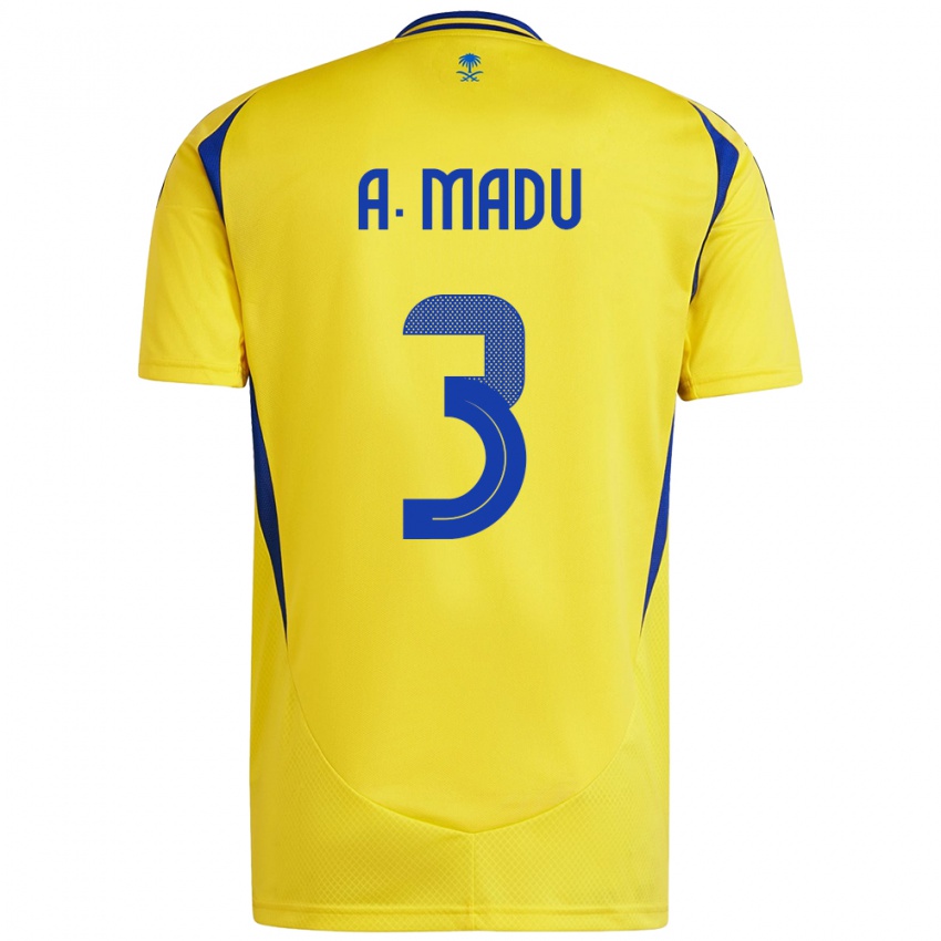 Enfant Maillot Abdullah Madu #3 Jaune Bleu Tenues Domicile 2024/25 T-Shirt Suisse