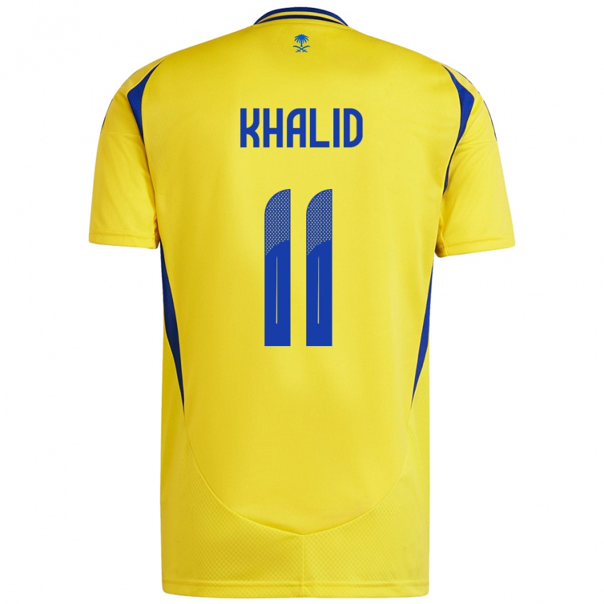 Enfant Maillot Khalid Al-Ghannam #11 Jaune Bleu Tenues Domicile 2024/25 T-Shirt Suisse