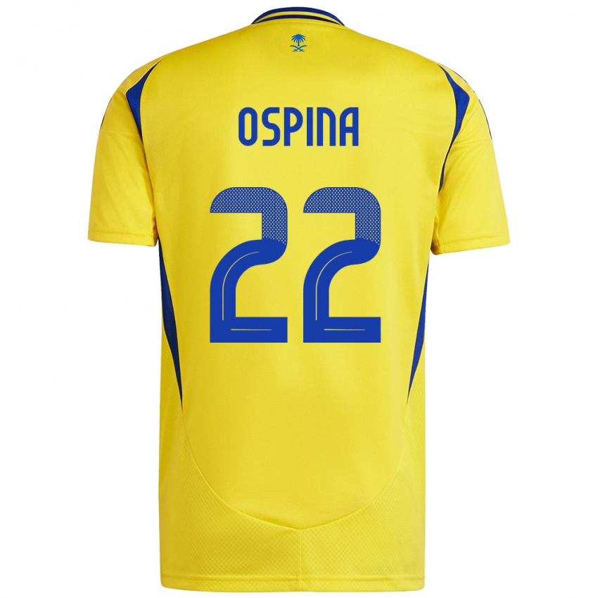 Enfant Maillot David Ospina #22 Jaune Bleu Tenues Domicile 2024/25 T-Shirt Suisse