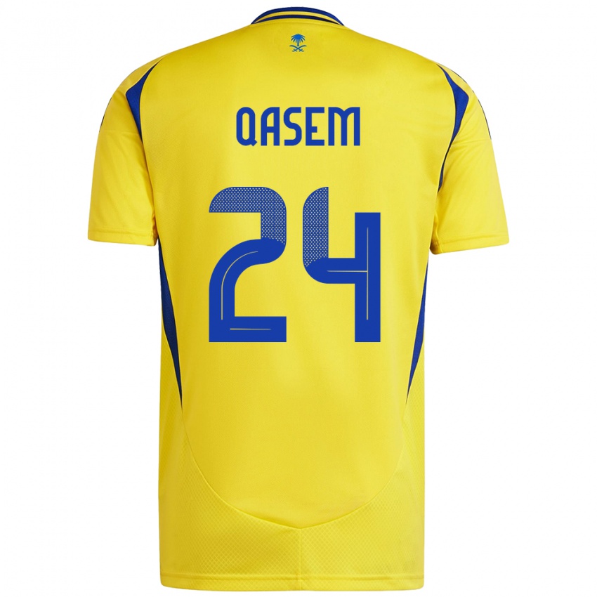 Enfant Maillot Mohammed Qasem #24 Jaune Bleu Tenues Domicile 2024/25 T-Shirt Suisse