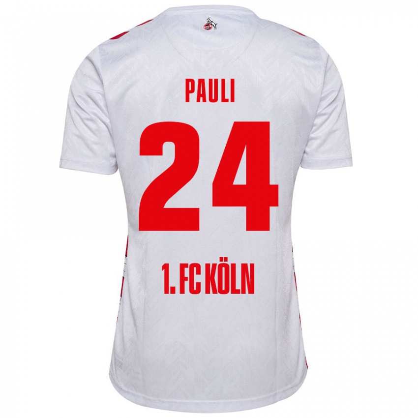 Kinder Julian Pauli #24 Weiß Rot Heimtrikot Trikot 2024/25 T-Shirt Schweiz