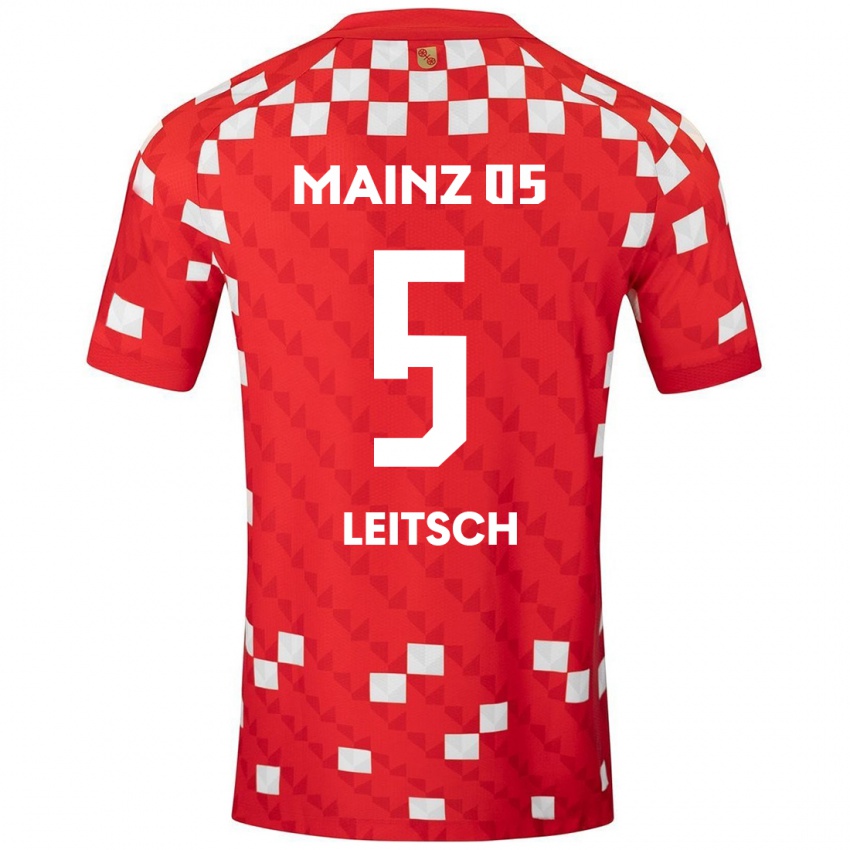 Kinder Maxim Leitsch #5 Weiß Rot Heimtrikot Trikot 2024/25 T-Shirt Schweiz