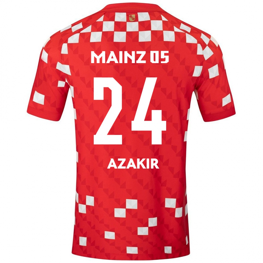 Kinder Dennis Azakir #24 Weiß Rot Heimtrikot Trikot 2024/25 T-Shirt Schweiz