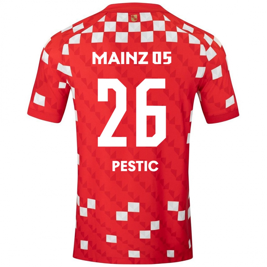 Kinder Dominik Pestic #26 Weiß Rot Heimtrikot Trikot 2024/25 T-Shirt Schweiz