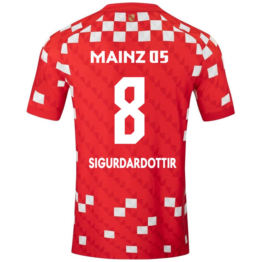 Kinder Heiðrún Sigurðardóttir #8 Weiß Rot Heimtrikot Trikot 2024/25 T-Shirt Schweiz