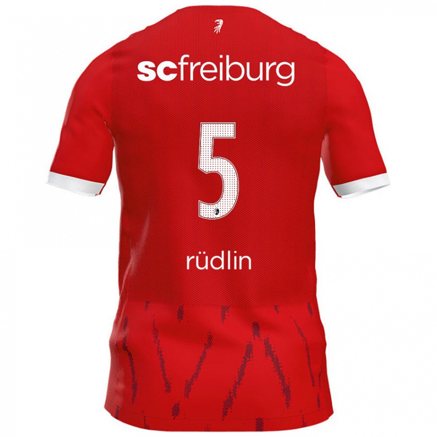 Kinder Fabian Rüdlin #5 Rot Heimtrikot Trikot 2024/25 T-Shirt Schweiz