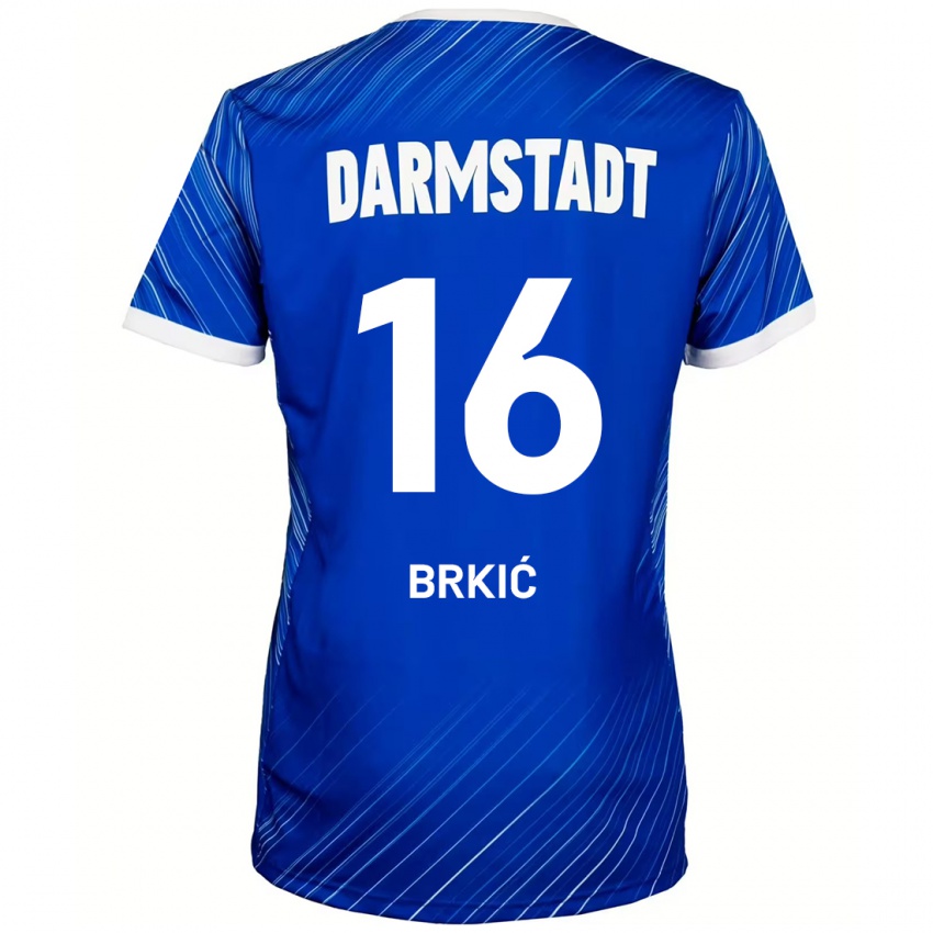 Enfant Maillot Amar Brkić #16 Bleu Blanc Tenues Domicile 2024/25 T-Shirt Suisse