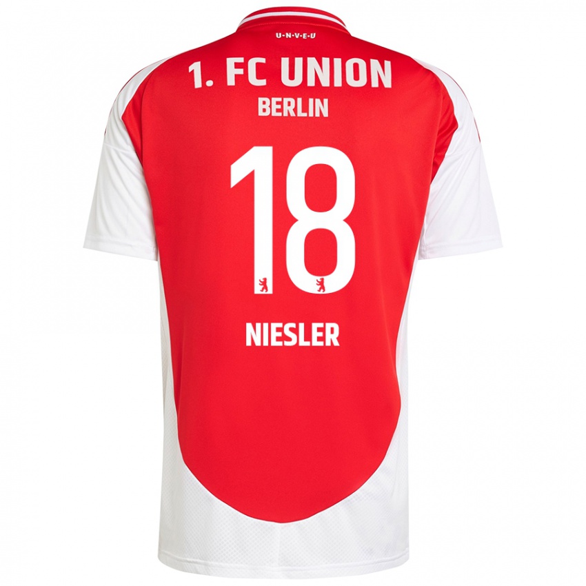 Enfant Maillot Charleen Niesler #18 Rouge Blanc Tenues Domicile 2024/25 T-Shirt Suisse