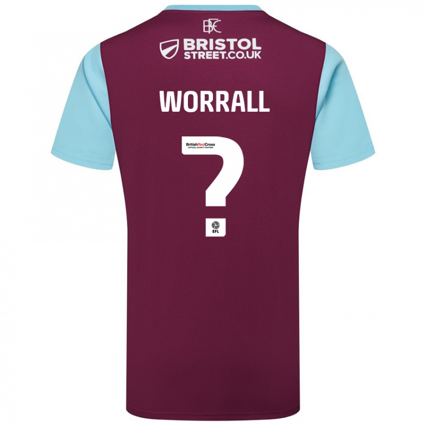 Enfant Maillot Joe Worrall #0 Bordeaux Bleu Ciel Tenues Domicile 2024/25 T-Shirt Suisse