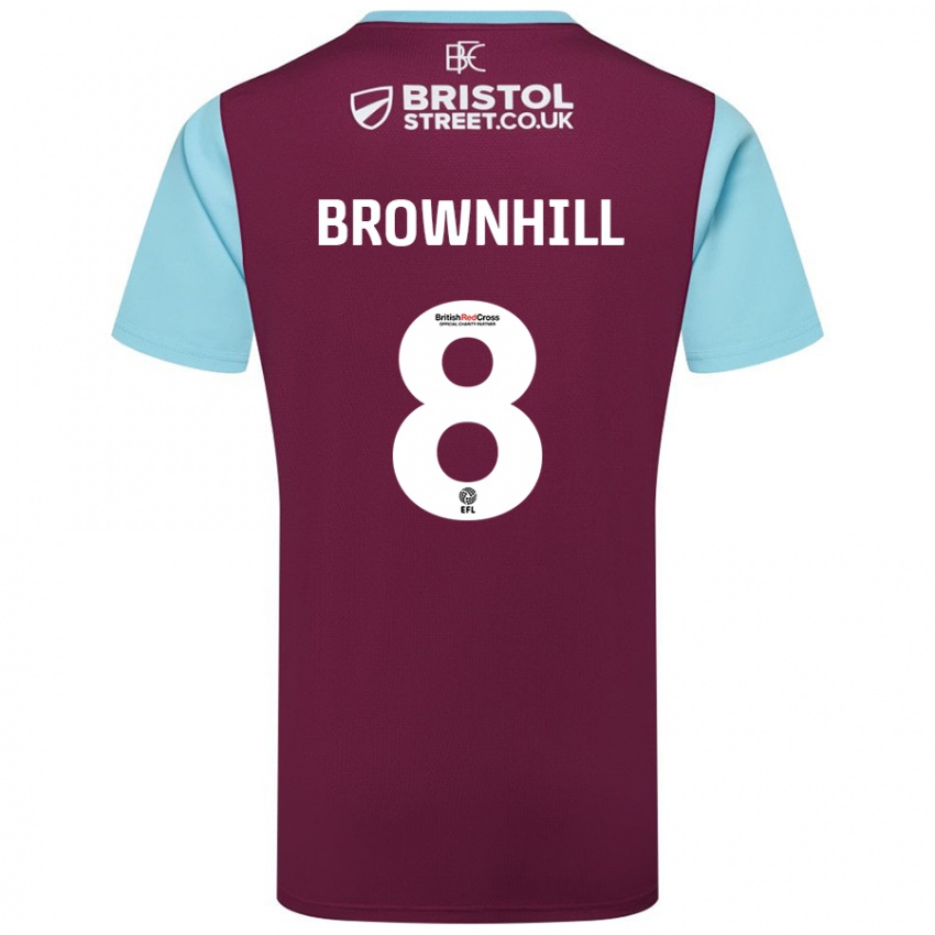 Kinder Josh Brownhill #8 Burgunderrot Himmelblau Heimtrikot Trikot 2024/25 T-Shirt Schweiz