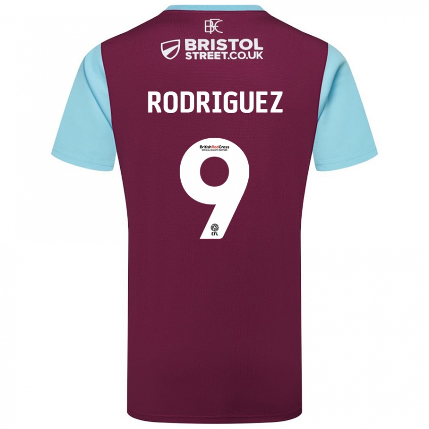 Kinder Jay Rodríguez #9 Burgunderrot Himmelblau Heimtrikot Trikot 2024/25 T-Shirt Schweiz