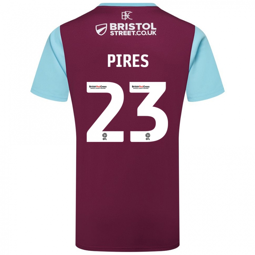 Kinder Lucas Pires #23 Burgunderrot Himmelblau Heimtrikot Trikot 2024/25 T-Shirt Schweiz