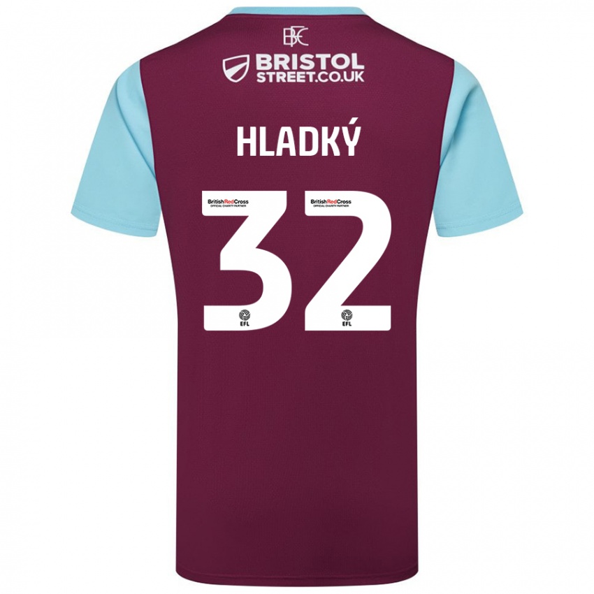 Kinder Vaclav Hladky #32 Burgunderrot Himmelblau Heimtrikot Trikot 2024/25 T-Shirt Schweiz