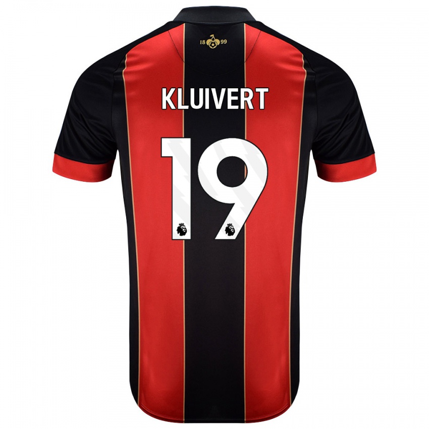 Kinder Justin Kluivert #19 Rot Schwarz Heimtrikot Trikot 2024/25 T-Shirt Schweiz