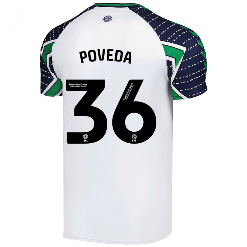 Kinder Ian Poveda #36 Weiß Auswärtstrikot Trikot 2024/25 T-Shirt Schweiz