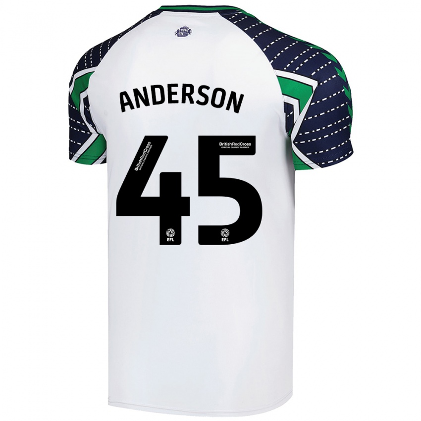 Enfant Maillot Joe Anderson #45 Blanc Tenues Extérieur 2024/25 T-Shirt Suisse