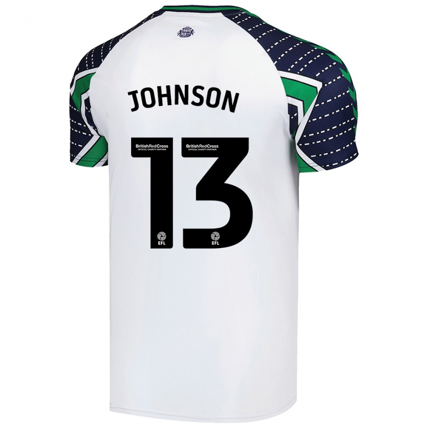 Enfant Maillot Zak Johnson #13 Blanc Tenues Extérieur 2024/25 T-Shirt Suisse