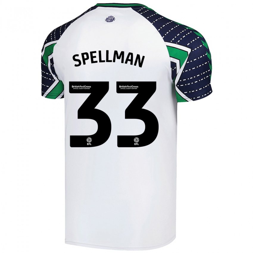 Enfant Maillot Michael Spellman #33 Blanc Tenues Extérieur 2024/25 T-Shirt Suisse