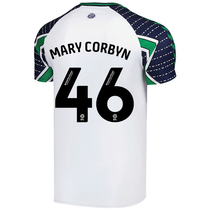 Enfant Maillot Mary Corbyn #46 Blanc Tenues Extérieur 2024/25 T-Shirt Suisse