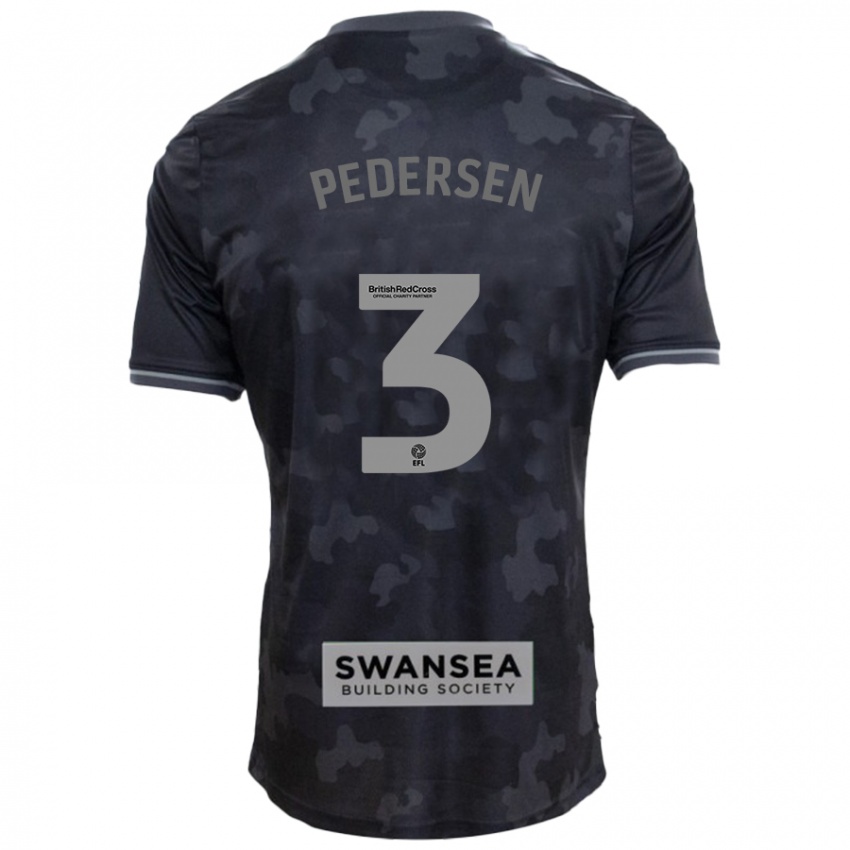 Kinder Kristian Pedersen #3 Schwarz Auswärtstrikot Trikot 2024/25 T-Shirt Schweiz