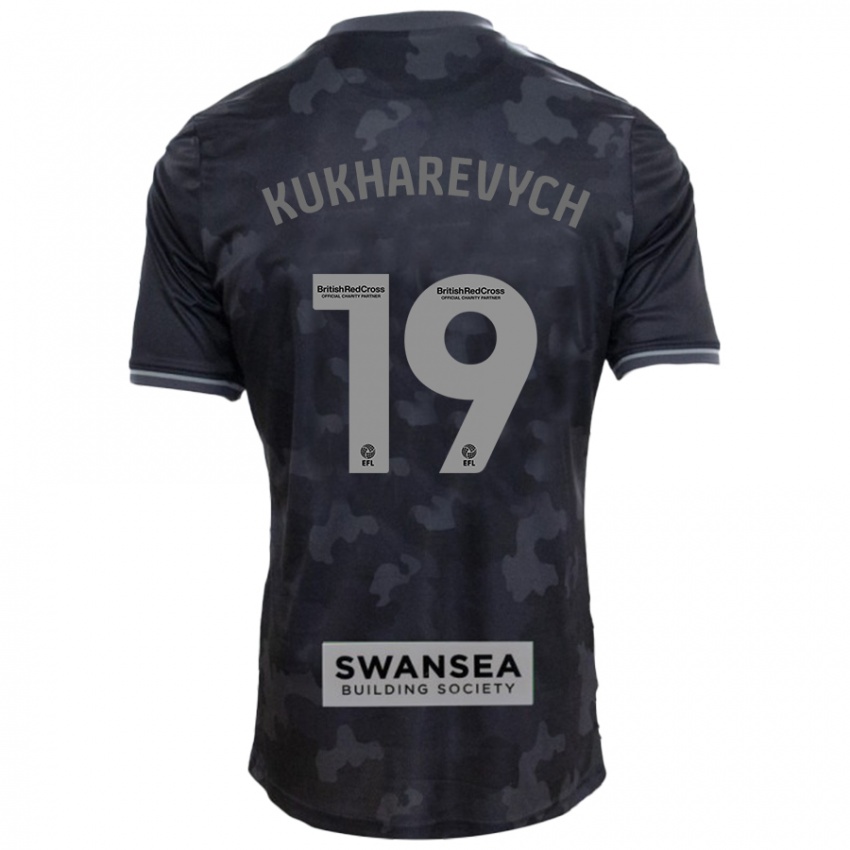 Kinder Mykola Kukharevych #19 Schwarz Auswärtstrikot Trikot 2024/25 T-Shirt Schweiz