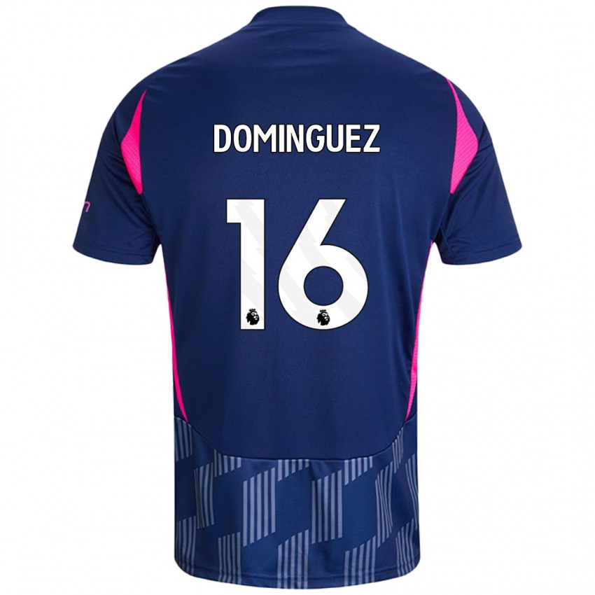 Kinder Nicolás Domínguez #16 Königsblau Rosa Auswärtstrikot Trikot 2024/25 T-Shirt Schweiz