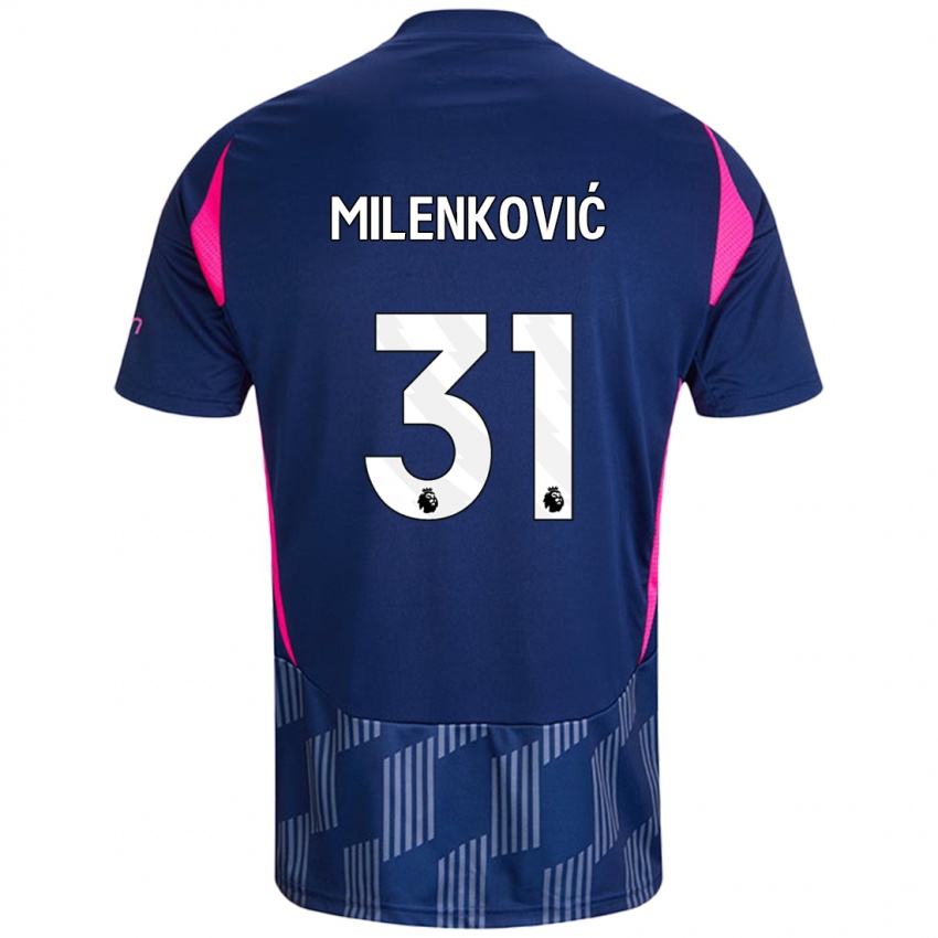 Kinder Nikola Milenković #31 Königsblau Rosa Auswärtstrikot Trikot 2024/25 T-Shirt Schweiz