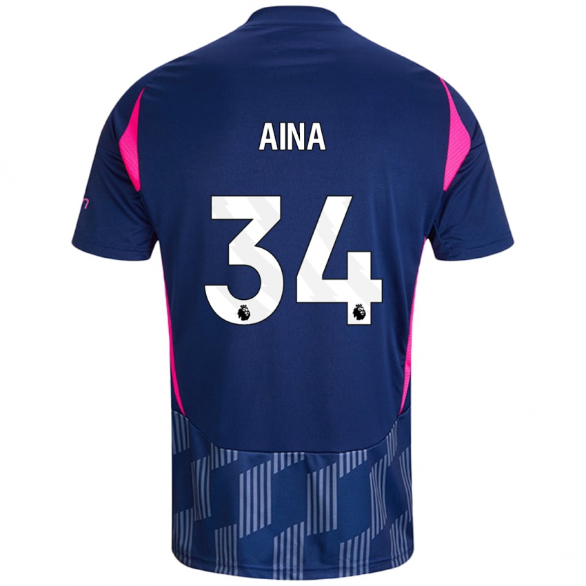 Kinder Ola Aina #34 Königsblau Rosa Auswärtstrikot Trikot 2024/25 T-Shirt Schweiz