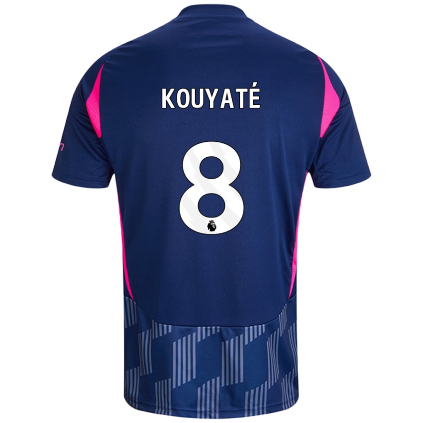 Kinder Cheikhou Kouyaté #8 Königsblau Rosa Auswärtstrikot Trikot 2024/25 T-Shirt Schweiz