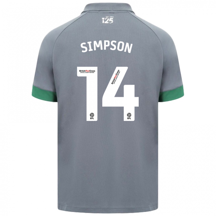 Kinder Jasmine Simpson #14 Dunkelgrau Auswärtstrikot Trikot 2024/25 T-Shirt Schweiz