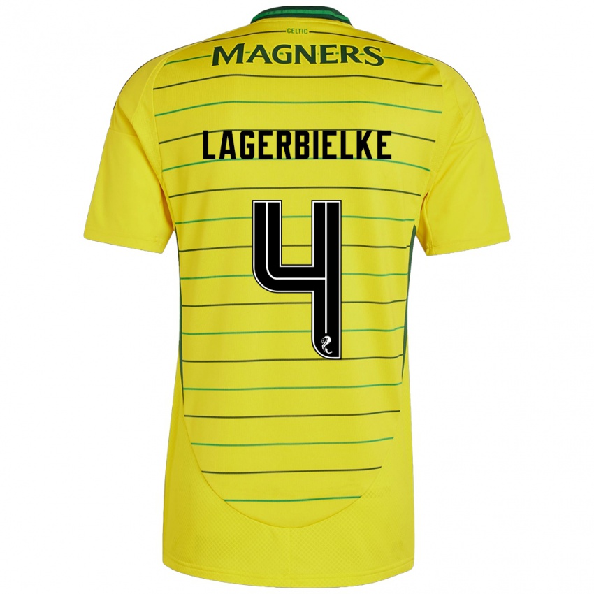 Kinder Gustaf Lagerbielke #4 Gelb Auswärtstrikot Trikot 2024/25 T-Shirt Schweiz