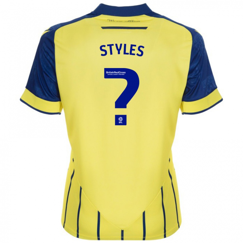 Enfant Maillot Callum Styles #0 Jaune Bleu Tenues Extérieur 2024/25 T-Shirt Suisse