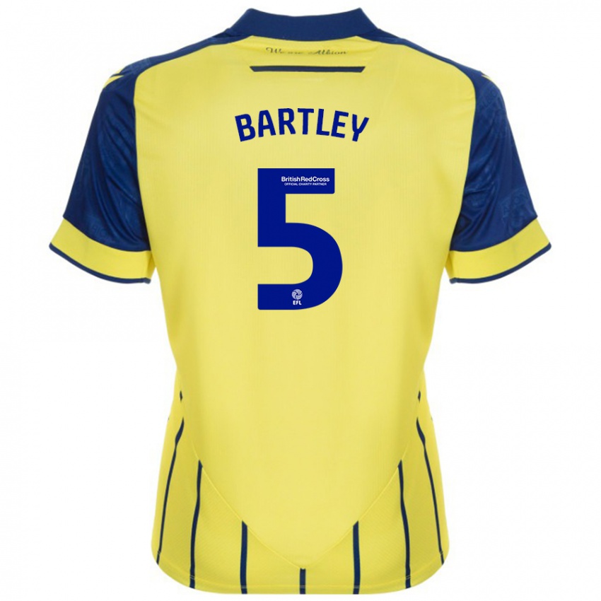 Enfant Maillot Kyle Bartley #5 Jaune Bleu Tenues Extérieur 2024/25 T-Shirt Suisse