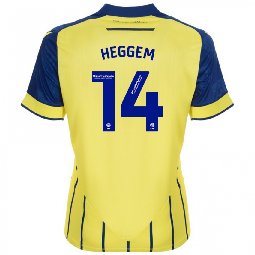 Enfant Maillot Torbjørn Heggem #14 Jaune Bleu Tenues Extérieur 2024/25 T-Shirt Suisse