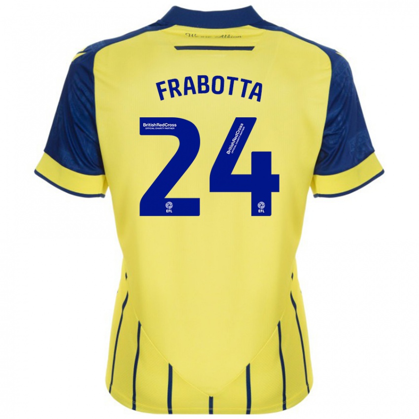 Enfant Maillot Gianluca Frabotta #24 Jaune Bleu Tenues Extérieur 2024/25 T-Shirt Suisse