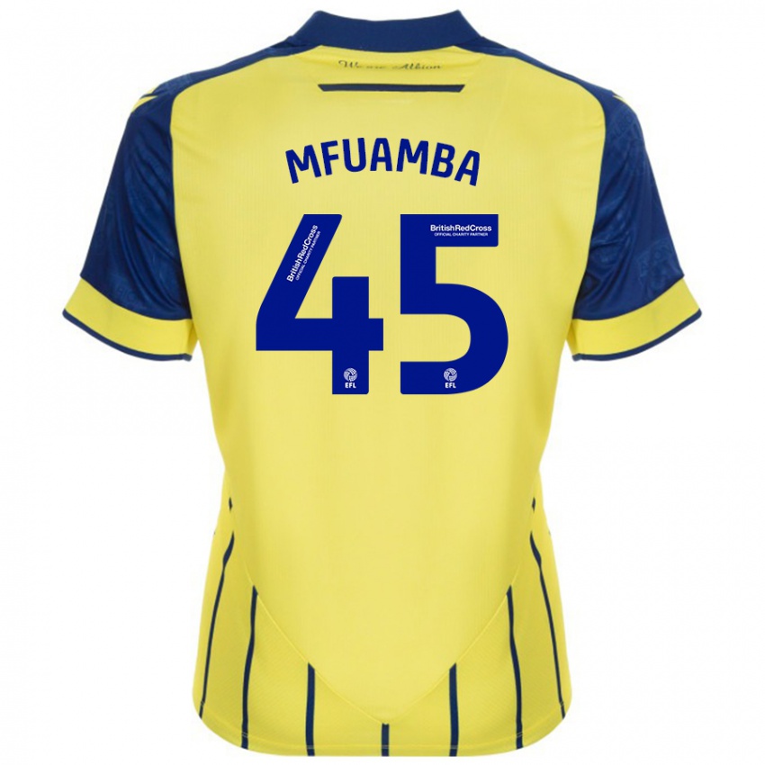 Kinder Kevin Mfuamba #45 Gelb Blau Auswärtstrikot Trikot 2024/25 T-Shirt Schweiz