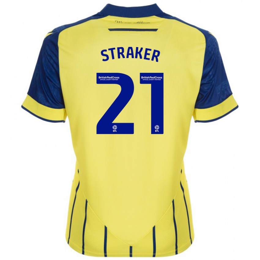 Kinder Jannelle Straker #21 Gelb Blau Auswärtstrikot Trikot 2024/25 T-Shirt Schweiz