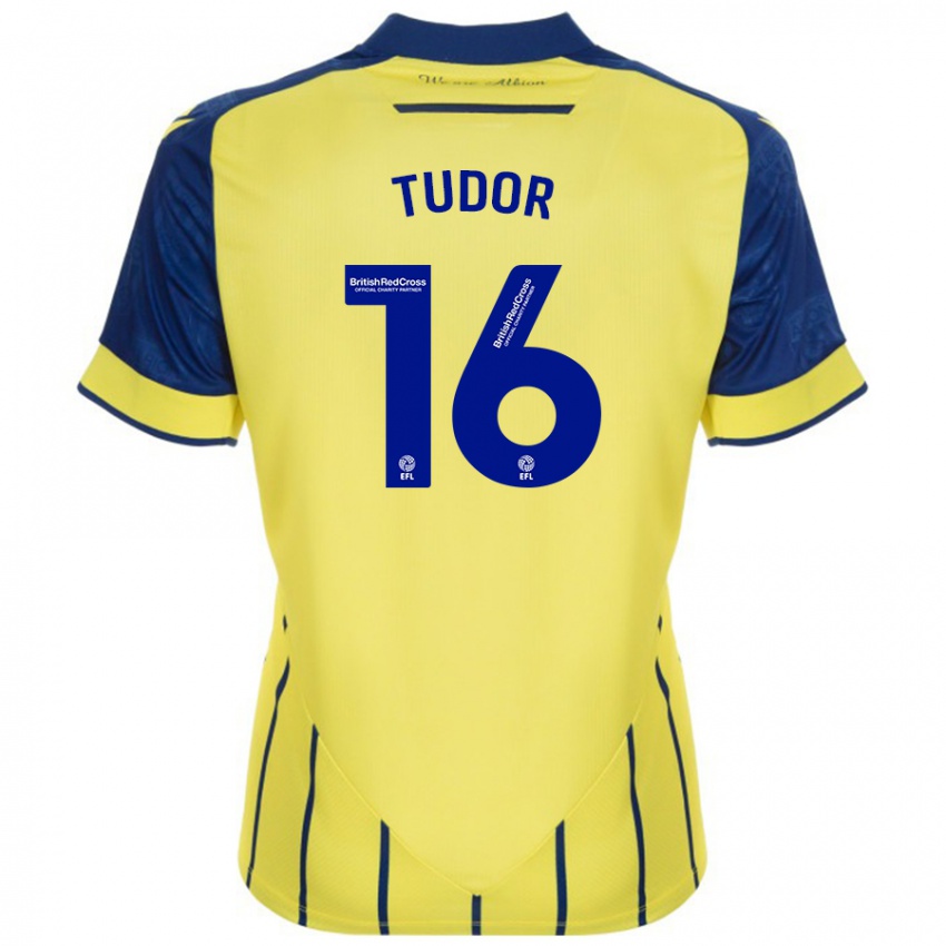 Enfant Maillot Sophie Tudor #16 Jaune Bleu Tenues Extérieur 2024/25 T-Shirt Suisse