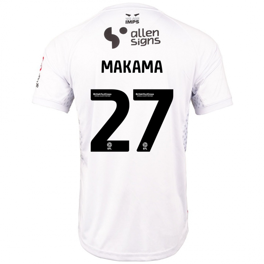 Enfant Maillot Jovon Makama #27 Rouge Blanc Tenues Extérieur 2024/25 T-Shirt Suisse