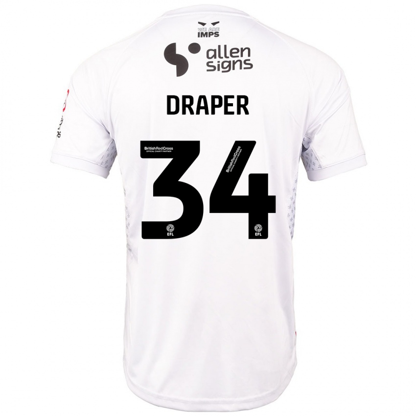 Enfant Maillot Freddie Draper #34 Rouge Blanc Tenues Extérieur 2024/25 T-Shirt Suisse