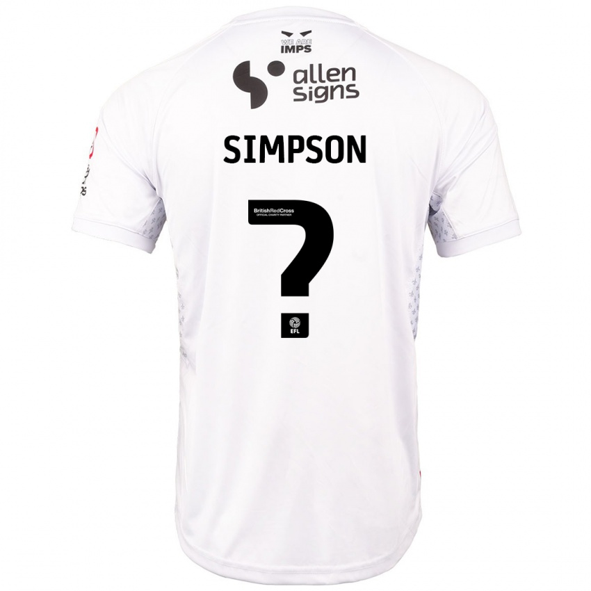 Kinder John Simpson #0 Rot Weiß Auswärtstrikot Trikot 2024/25 T-Shirt Schweiz